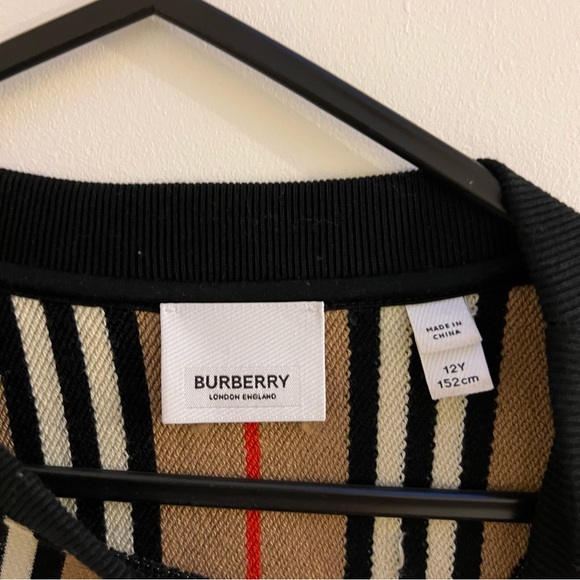 Burberry Icon Stripe Cotton Long Sleeve Dress Girls Size 12, Women’s XS - Picture 4 of 8